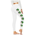 thumbnail image 4 of American Flag Clover Print High Rise Leggings for Women Stretchy Trousers Athletic Slim Fit Bottoms Festive Performance Sportswear, 4 of 6