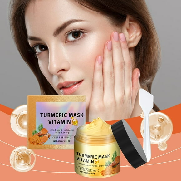 Holiday Deals! Gspmoly Hair Care Products, Turmeric Cleansing Vitamin C Mud Film Cleaning Moisturizing and Firming Skin Facial Mask Care 150G Shampoo and Conditioner
