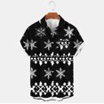 thumbnail image 2 of Mens Manga Corta Botón Abajo Camisas, Navidad Impreso Turndown Cuello Blusa, Top de Moda Casual, 2 of 3
