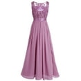thumbnail image 4 of Haitryli Women's Sleeveless Chiffon Bridesmaid Dress Chiffon Lace Wedding Formal Long Evening Party Dress Plum 14, 4 of 7