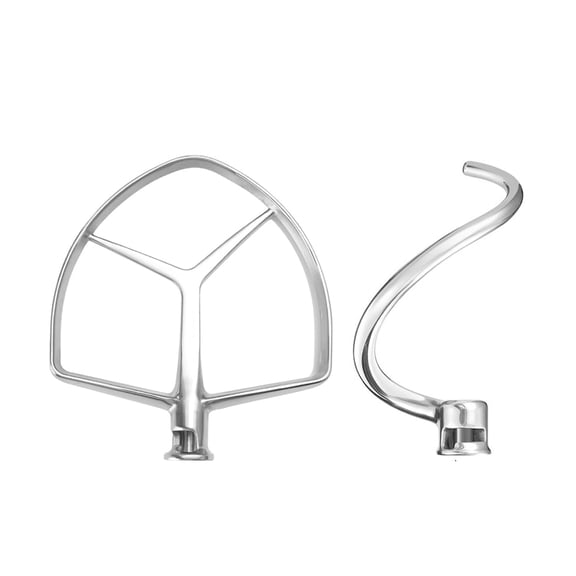 Flat Beater & Spiral Dough Hook Set for KitchenAid 7 Qt Bowl-Lift Mixers – Stainless Steel Replacement Attachments, Food Grade & Dishwasher Safe