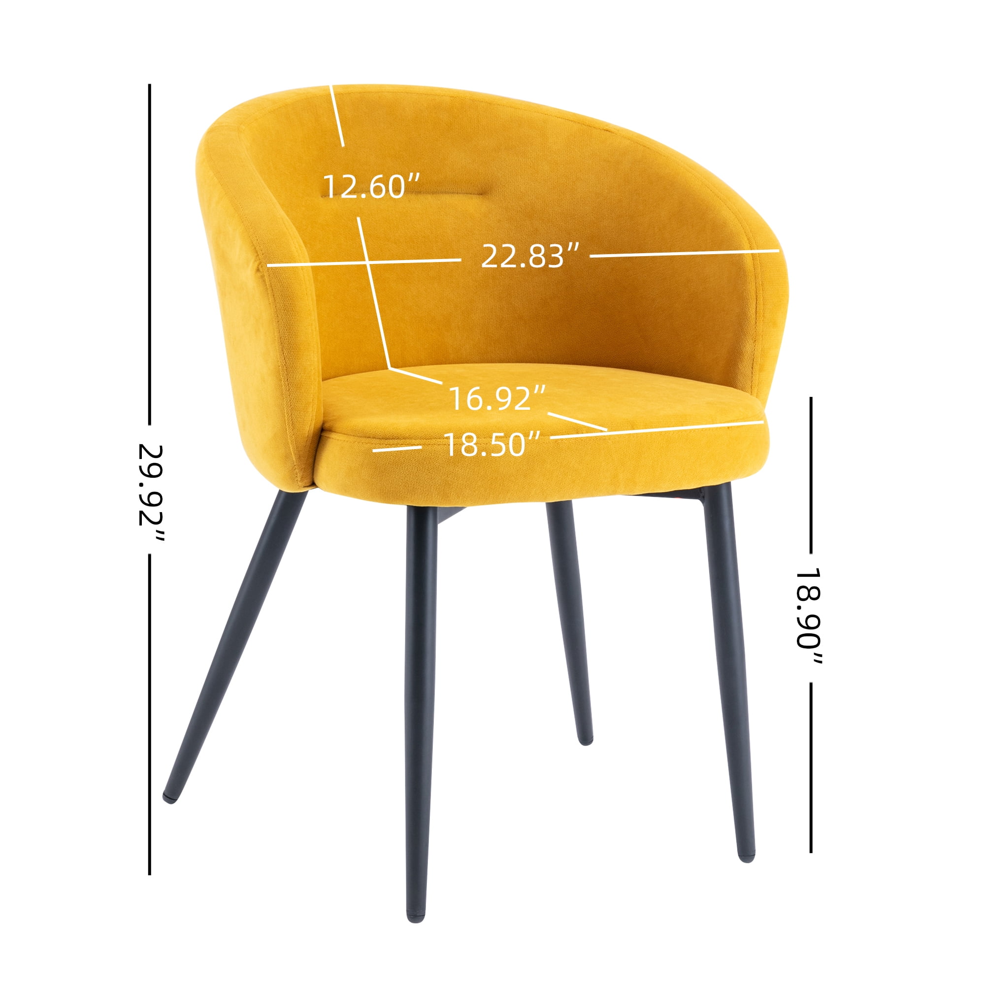 Private Jungle Set of 2 Dining Chairs,Modern style Upholstered fabric Chairs Leisure Side Chairs with Metal Legs,Yellow Private Jungle Set of 2 Dining Chairs,Modern style Upholstered fabric Chairs Leisure Side Chairs with Metal Legs,Yellow