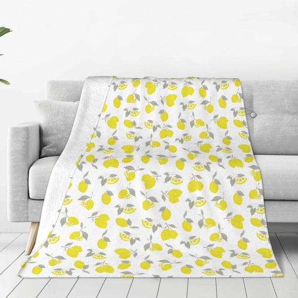 Balery Yellow Lemon Leaves Manta de Felpa Suave y Acogedora – Cobija de Franela Aterciopelada para Cama, Lavable y Cálida para Sofá, Mascotas, Transpirable-50"x40"