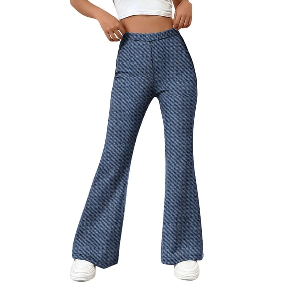 Rutainlusire Womens Fashion Flared Leg Comfy Elastic Denim Pants 2025 Women's Slightly Flared Casual Wide-Leg Denim Pants With Pockets And Stretch