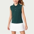 thumbnail image 3 of Odeerbi Niñas Golf Tank Tops Color Sólido Botón de Solapa Sin Mangas Uniforme Escolar Con Bolsillo, 3 of 9