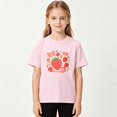 thumbnail image 2 of Cute Strawberry Patch Girls Graphic Tee, Kawaii Berry Bow Summer 100% Cotton Kids Short Sleeve T-Shirt, 2 of 5