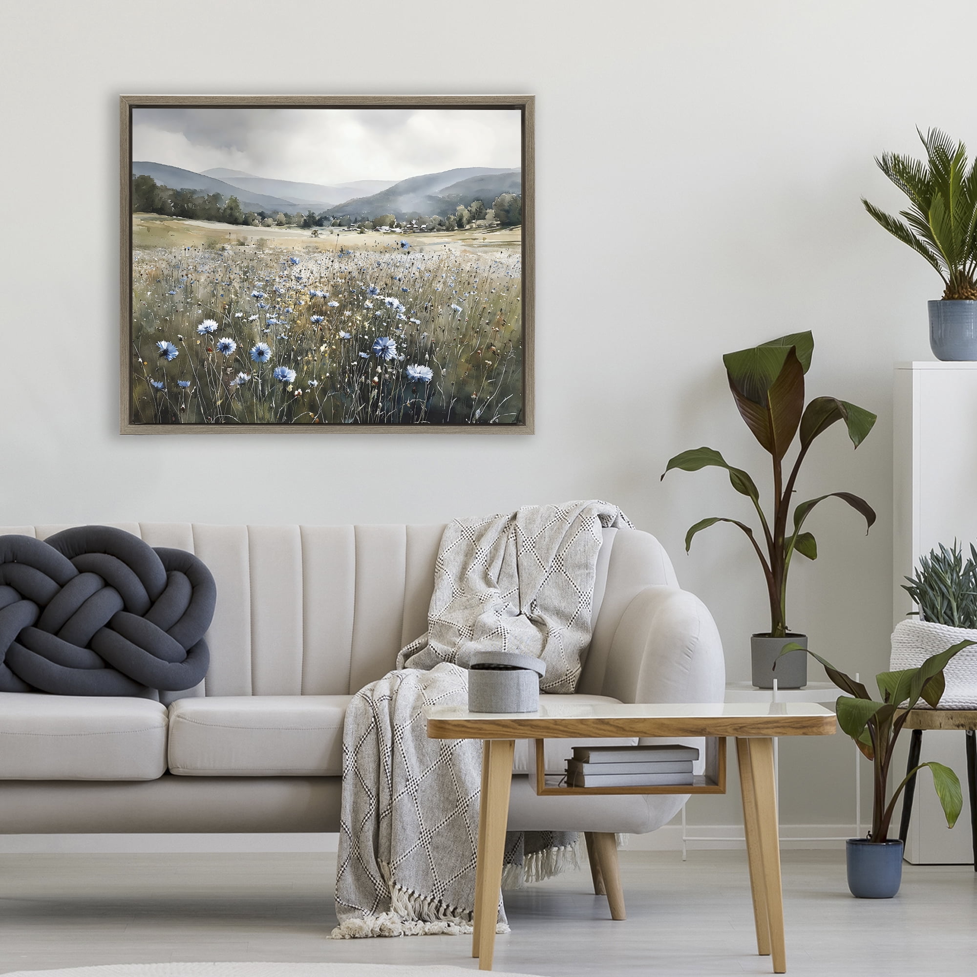 Stupell Industries Sapphire Speckled Fields Brown Framed Floater Canvas Wall Art, design by Franklyn Gregory