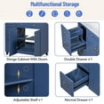 thumbnail image 3 of 36" Bathroom Vanity with Resin Sink, Solid Wood Freestanding Single Basin Vanity with 2 Drawers & 1 Adjustable Storage Shelf, Wood Bathroom Cabinet with 2 Soft-close Doors, Navy Blue, 3 of 7