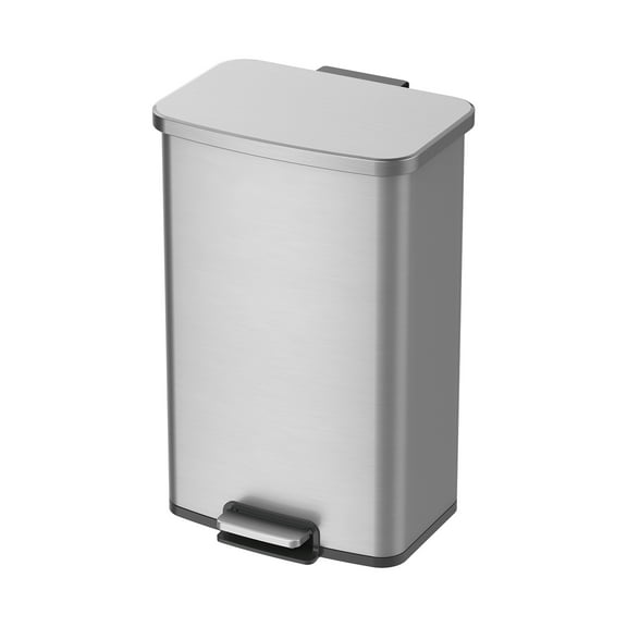 Better Homes & Gardens Kitchen Trash Can, 13.2 Gallon Stainless Steel Step Garbage Bin with Soft Close Lid, Silver