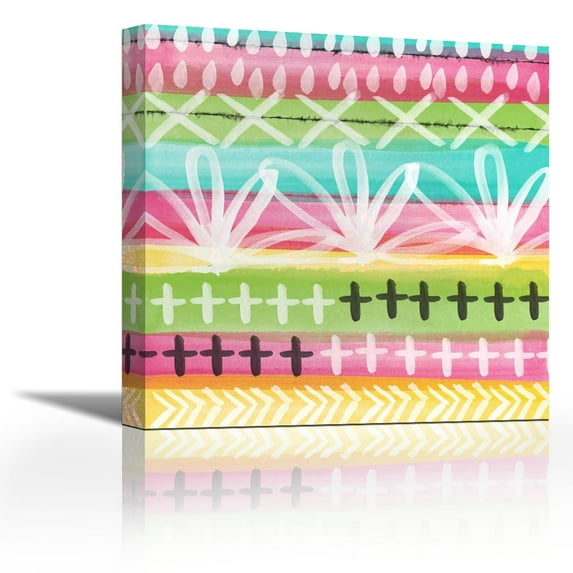 Pastel Fiesta - Contemporary Fine Art Giclee on Canvas Gallery Wrap - wall décor - Art painting - 18 x 18 Inch - Ready to Hang