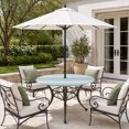 thumbnail image 2 of Round Outdoor Tablecloth with Umbrella Hole and Zipper, Aqua Striped Tablecloth with Elastic Waterproof, Teal Ombre Farmhouse Stripes Patio Table Covers for 45" - 54" Picnic Pool Tables, 2 of 9