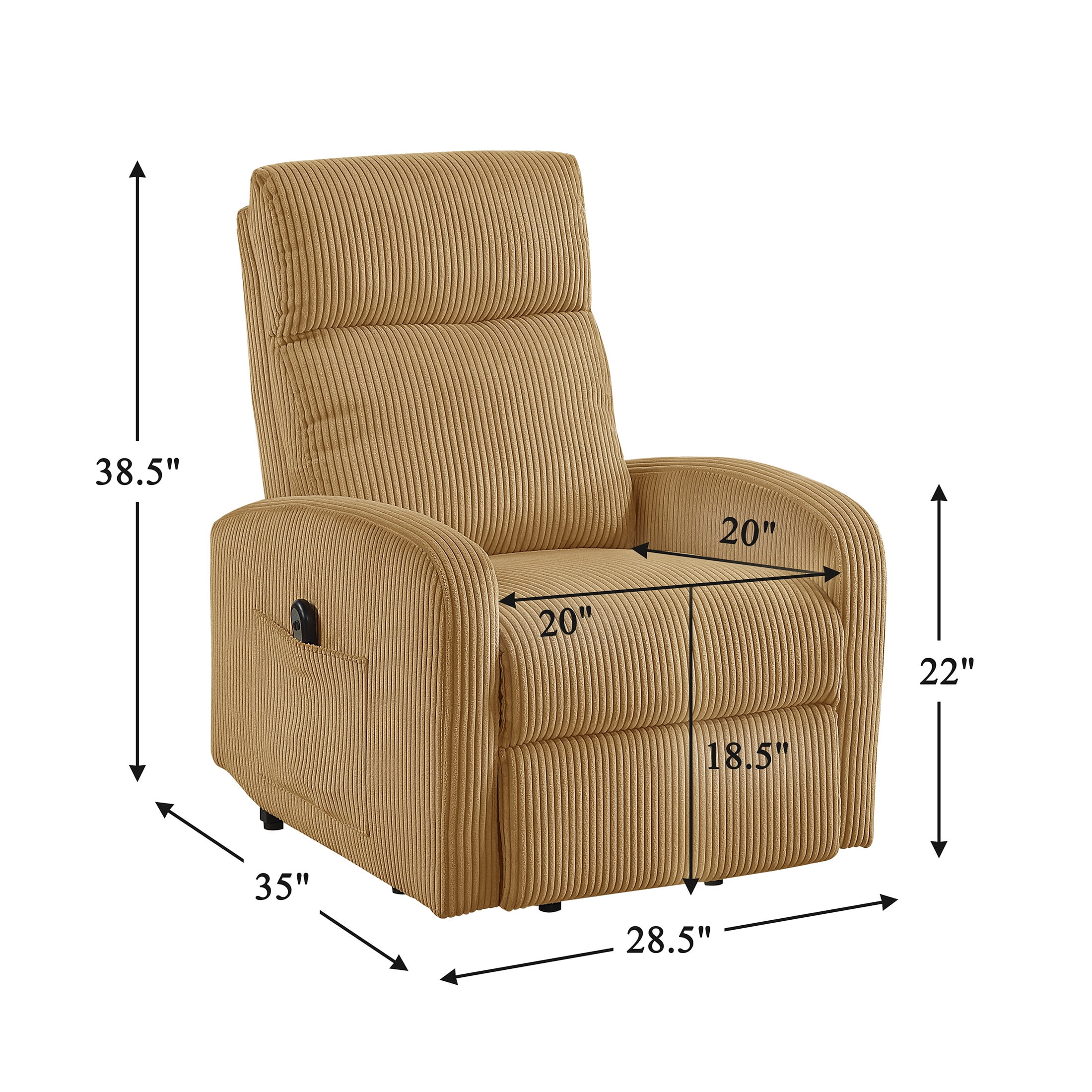 OakvillePark Niven Corduroy Power Lift Chair, Yellow