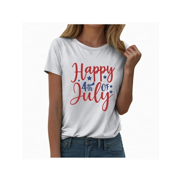 USA Shirt for Women 4th of July Shirts American Flag T-Shirt Patriotic Tee Top