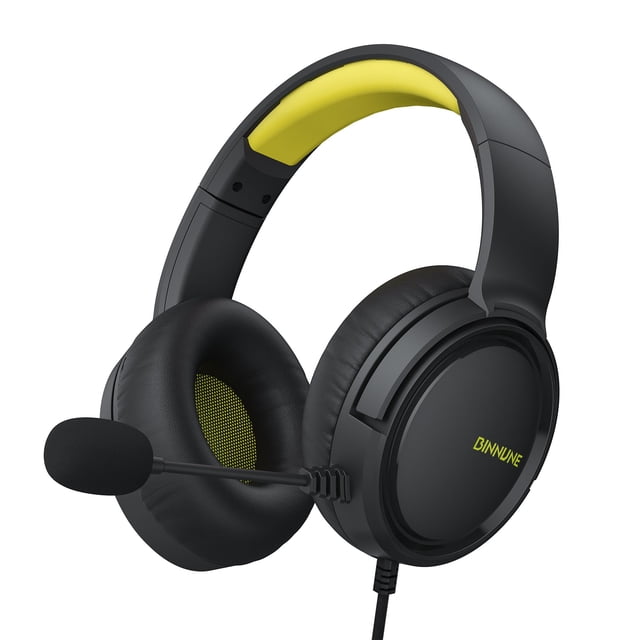 Auriculares para videojuegos BINNUNE BG02 con micrófono para Xbox PS4 PS5 PC NS-Yellow