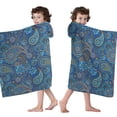 thumbnail image 4 of Blue Paisley Pattern Hooded Bath Towel，60"x35" for Ages 3 To 12 Kids, Quick Dry Lightweight Soft Microfiber Hood Beach Towel Cover Up for Kids, 4 of 7