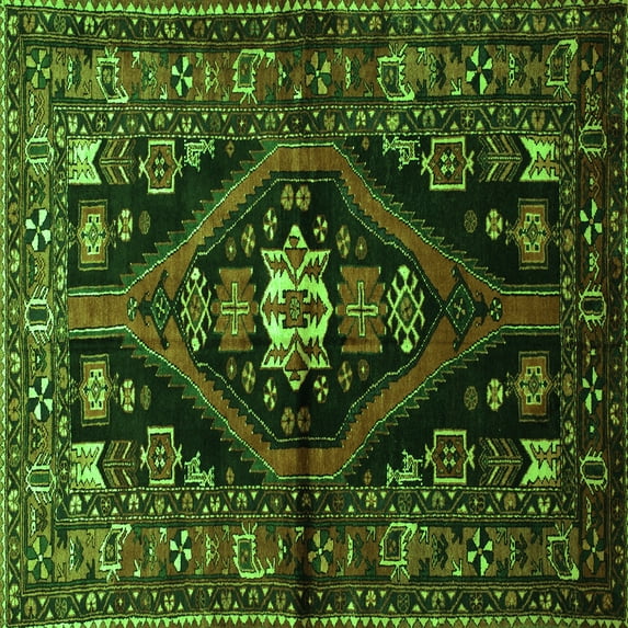 Ahgly Company Indoor Square Persian Green Traditional Area Rugs, 5' Square