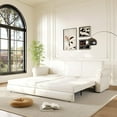 thumbnail image 2 of 93.7" King Size Sleeper Sofa Bed, Pull Out Sofa Bed, Velvet Upholstery, 3 in 1 Convertible Sleeper Couch, Chaise Lounge, Retro Recliner for Living Room, Office, Apartment, Cream White, 2 of 9