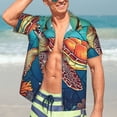 thumbnail image 5 of Lsque Sea Turtle in Coral pattern Hawaiian Shirt for Men, Unisex Summer Beach Casual Short Sleeve Button Down Shirts-Medium, 5 of 9