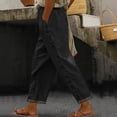 thumbnail image 2 of Gamivast Linen Pants Women Hollow Out Lace Side Stripe Elastic Waist Wide Leg Pants Summer Beach Lounge Pants Loose Fit Breathable Daily Outfit, 2 of 6