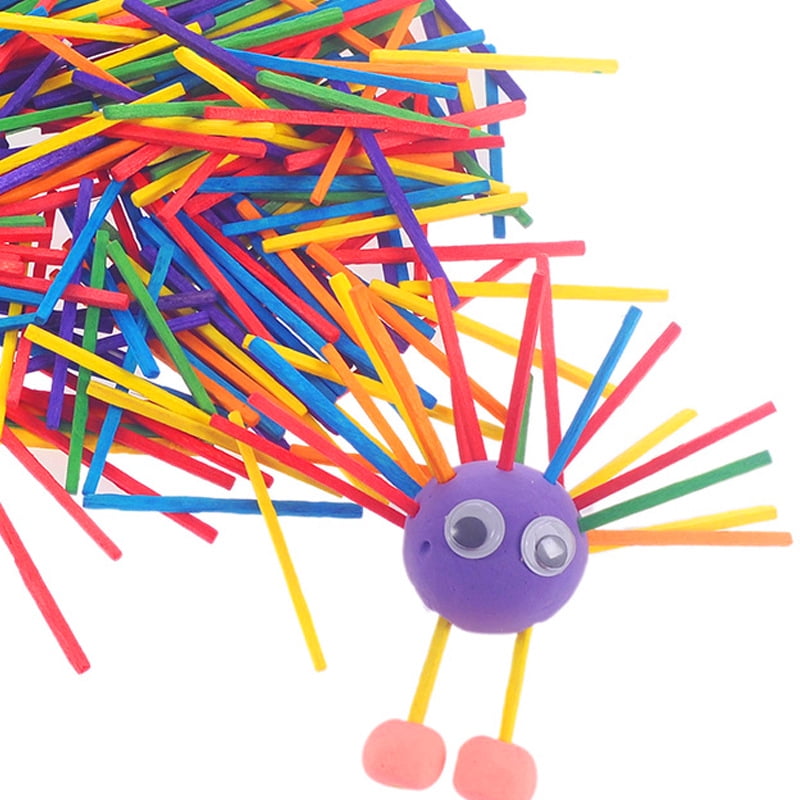 1000Pcs Wooden Rainbow Sticks Natural for Party Kids DIY Crafts Matchstick 