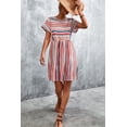 thumbnail image 5 of Women's Striped Round Neck Mini Dress Chic Minimalist Casual Wear 95% Polyester 5% Spandex Stretch for daily wear, 5 of 17
