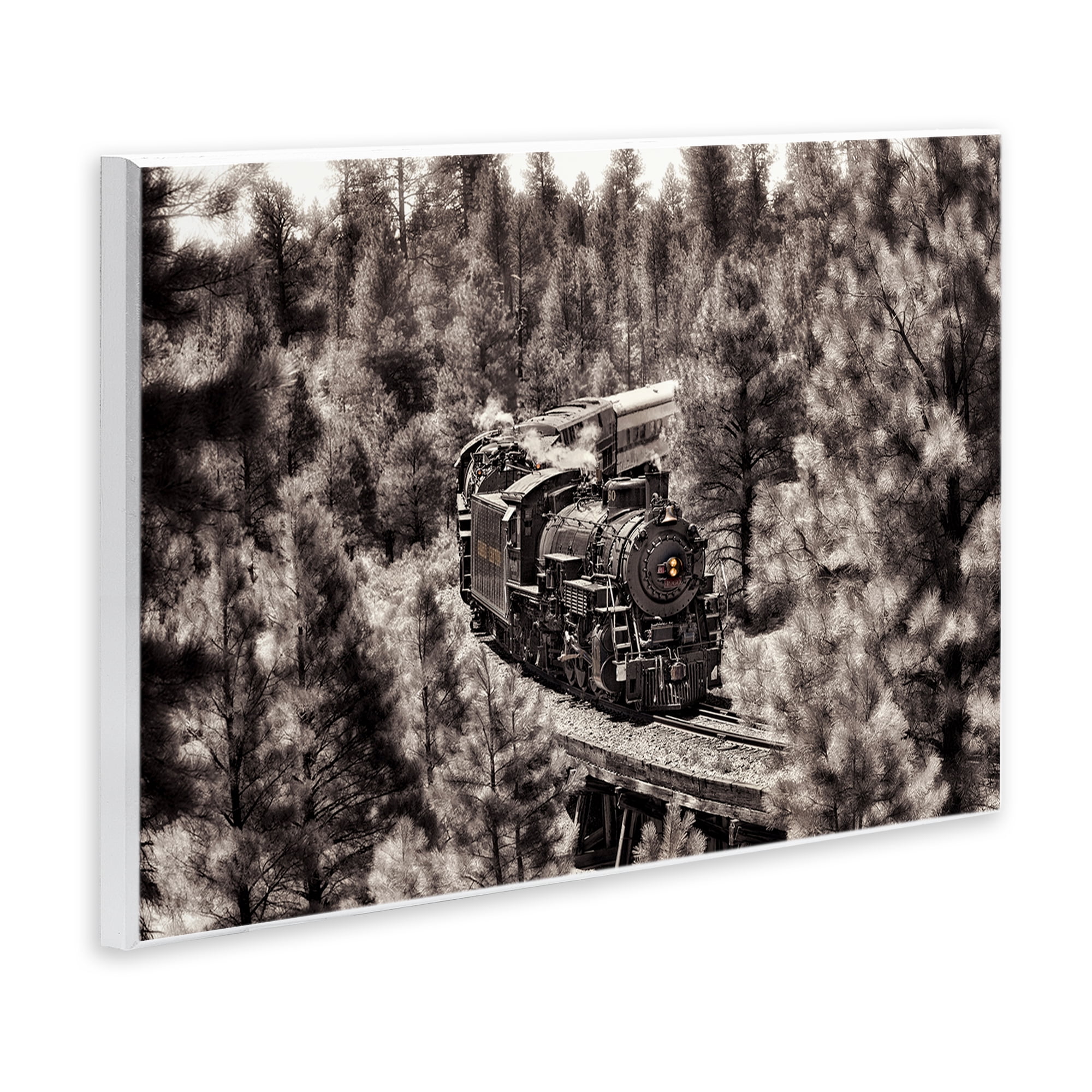 Stupell Industries Train on Curving Path Transportation Photography Unframed Art Print Wall Art, 19 x 13