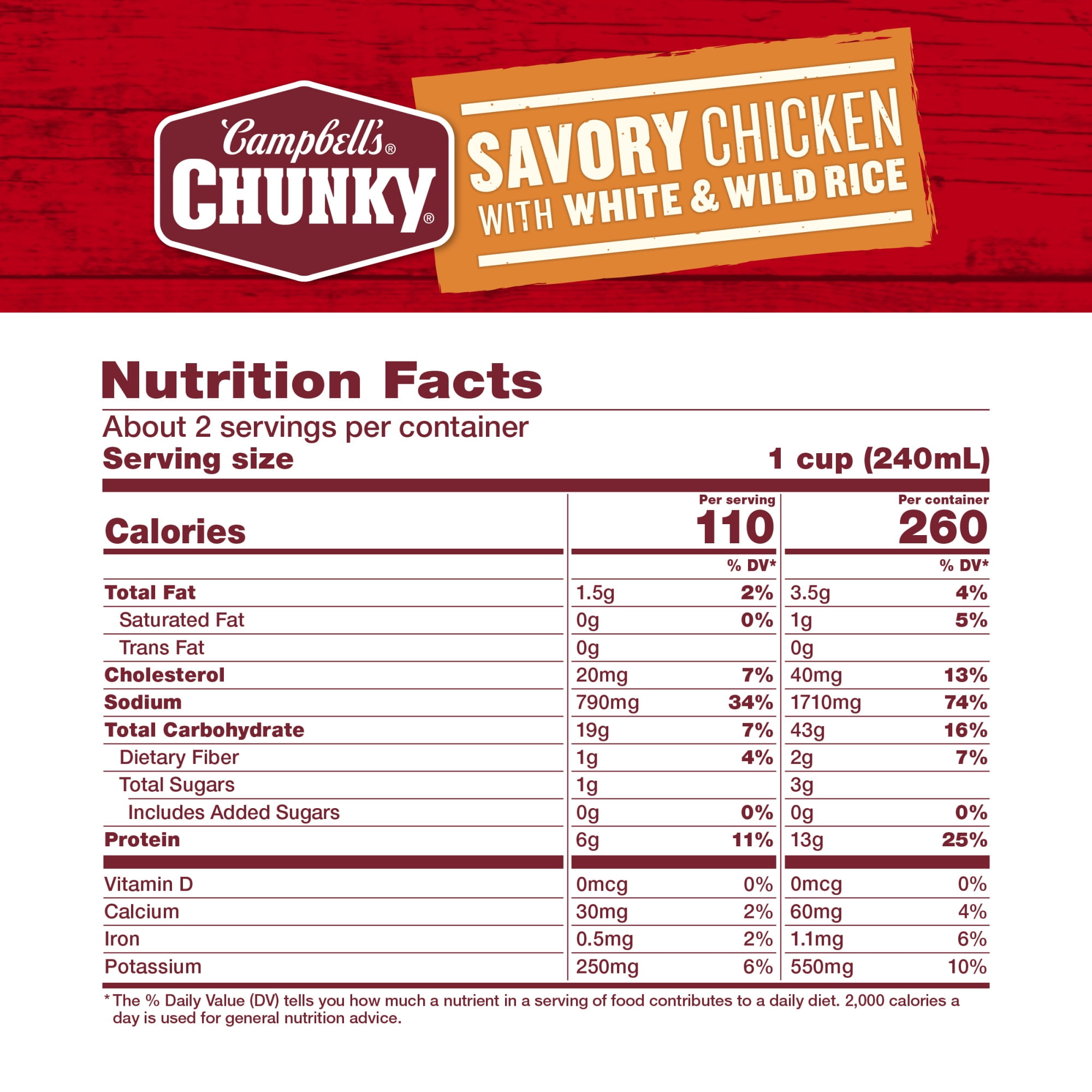 (4 pack) Campbell's Chunky Soup, Ready to Serve Savory Chicken with White and Wild Rice Soup, 18.8 oz Can