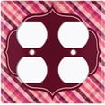 thumbnail image 3 of Metal Light Switch Plate Outlet Cover Vintage Red Pink Plaid Frame Wallpaper WAL036, 3 of 13