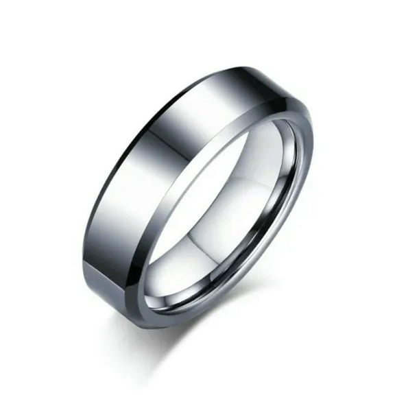 6mm Tungsten Carbide Black/Silver Wedding Band Mens High Polished Ring Size 7-12