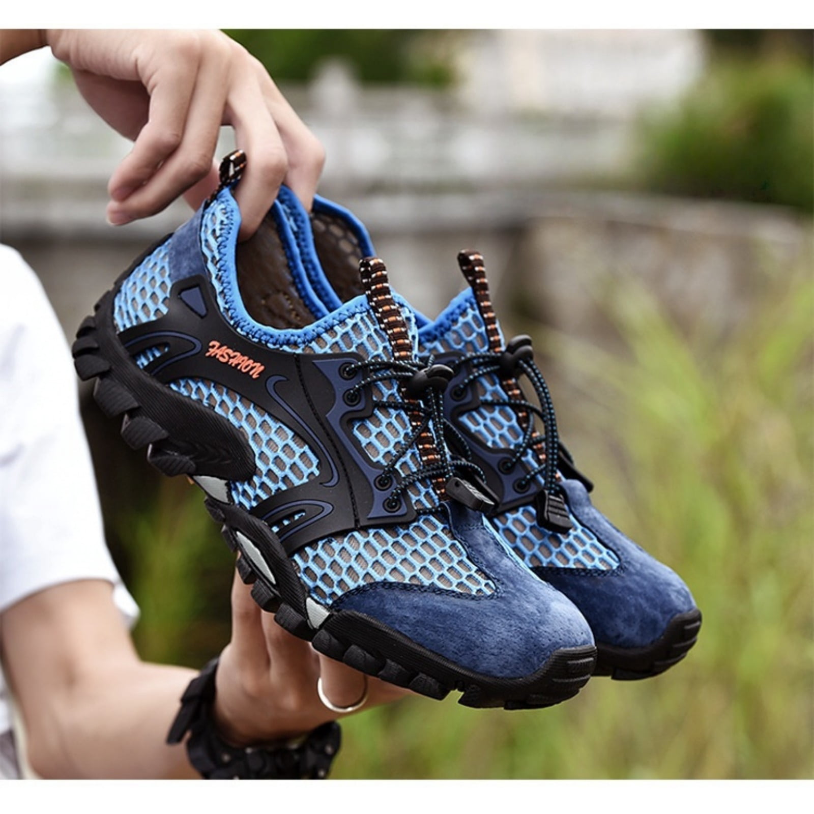 Mens Water Shoes Quick Dry Breathable Mesh Hiking Aqua Shoes Non Slip Outdoor Beach River Trekking Shoes