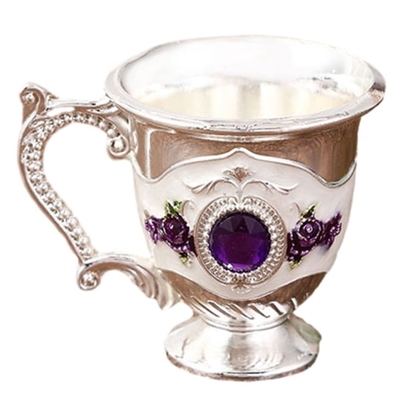 Girlsshop Decorative Tea Cup European Style Coffee Mug Metal Wine Drinking Cups Bar Party,Silver Purple