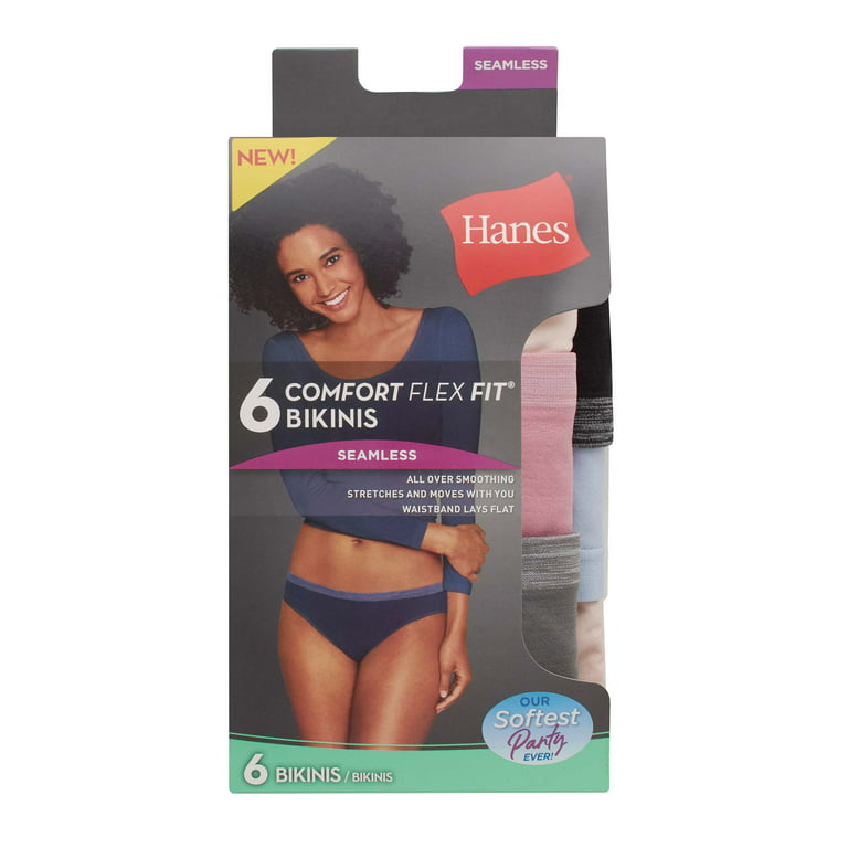 Hanes Women's Comfort Flex Fit Seamless Bikini Underwear, 6-Pack 