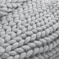 thumbnail image 4 of Light Grey Boho Chunky Knit Throw Blanket, 4 of 5