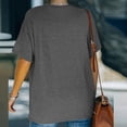 thumbnail image 4 of ICHUANYI Clearance Fashion Women Summer Comfortable Round Neck Short Sleeve Tops Blouse T-Shirt(Gray, S) ICHUANYI WER2023081201720, 4 of 7
