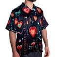thumbnail image 2 of Valentine's Day Love ECG Men's Short Sleeve Shirts, Casual Hawaiian Print Button Down Summer Beach Top Unisex, 2 of 6