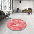 thumbnail image 4 of Ahgly Company Machine Washable Indoor Round Transitional Light Coral Pink Area Rugs, 7' Round, 4 of 7