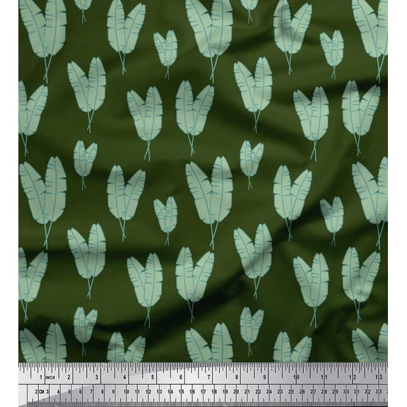 Soimoi Green Cotton Duck Fabric Banana Leaves Fabric Prints By Yard 42 Inch Wide
