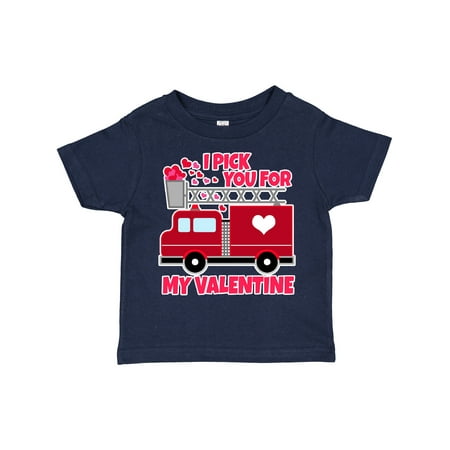 

Inktastic I Pick You for My Valentine with Red Firetruck Gift Toddler Boy or Toddler Girl T-Shirt