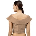 thumbnail image 3 of eloria Women's Art Silk Boat Neck Sari Top Blouse Partywear Sleevless Fillers With backside Zipper, Color : Beige, 3 of 6