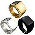 thumbnail image 6 of Ruanlalo Wedding Ring Solid Color Finger Decoration Stainless Steel Men Square Band Finger Ring for Party Black US 11, 6 of 6