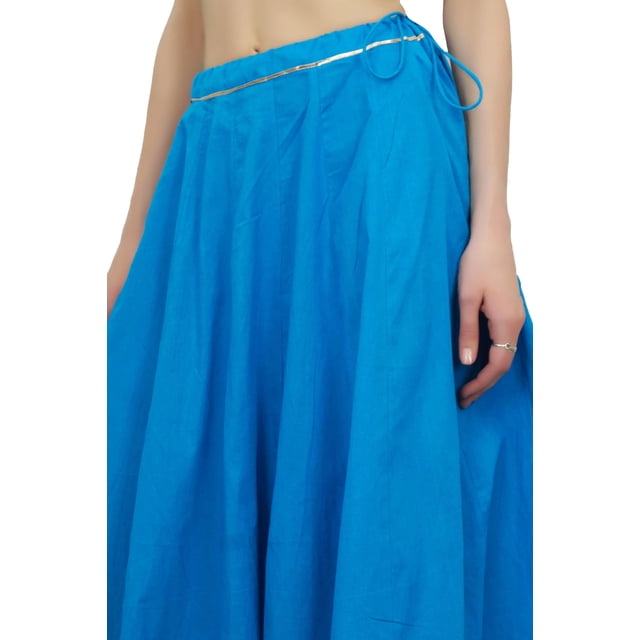 Bimba Jupe Bleue Mer pour Femmes Design Ethnique Gota Patti avec Cordon de Serrage et Franges à la Taille