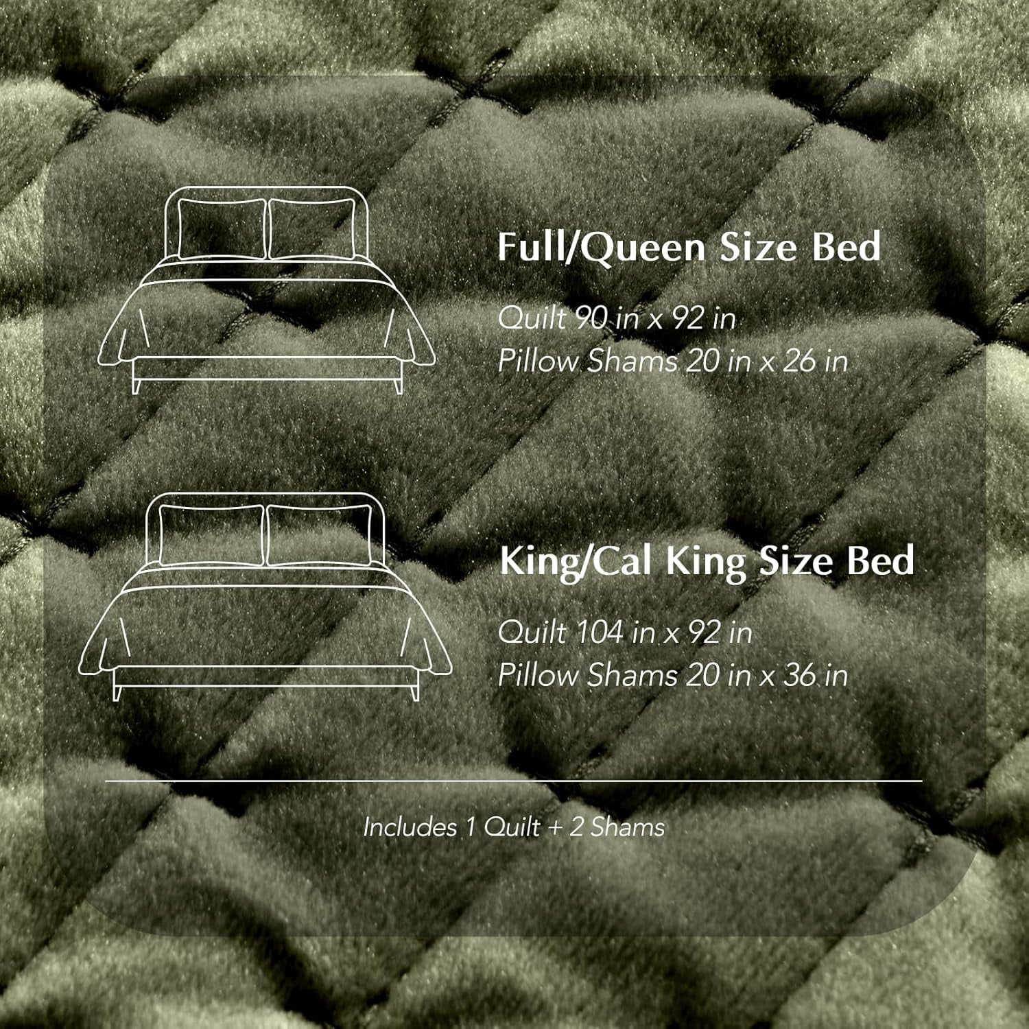 EverGrace Luxury Velvet Quilt Set Queen Size 3 Piece, Soft Cross-Stitch Velvet Comforter Set with Pillow Shams, Lightweight Coverlet Bedspread Bedding Set for All Seasons, Moss Green