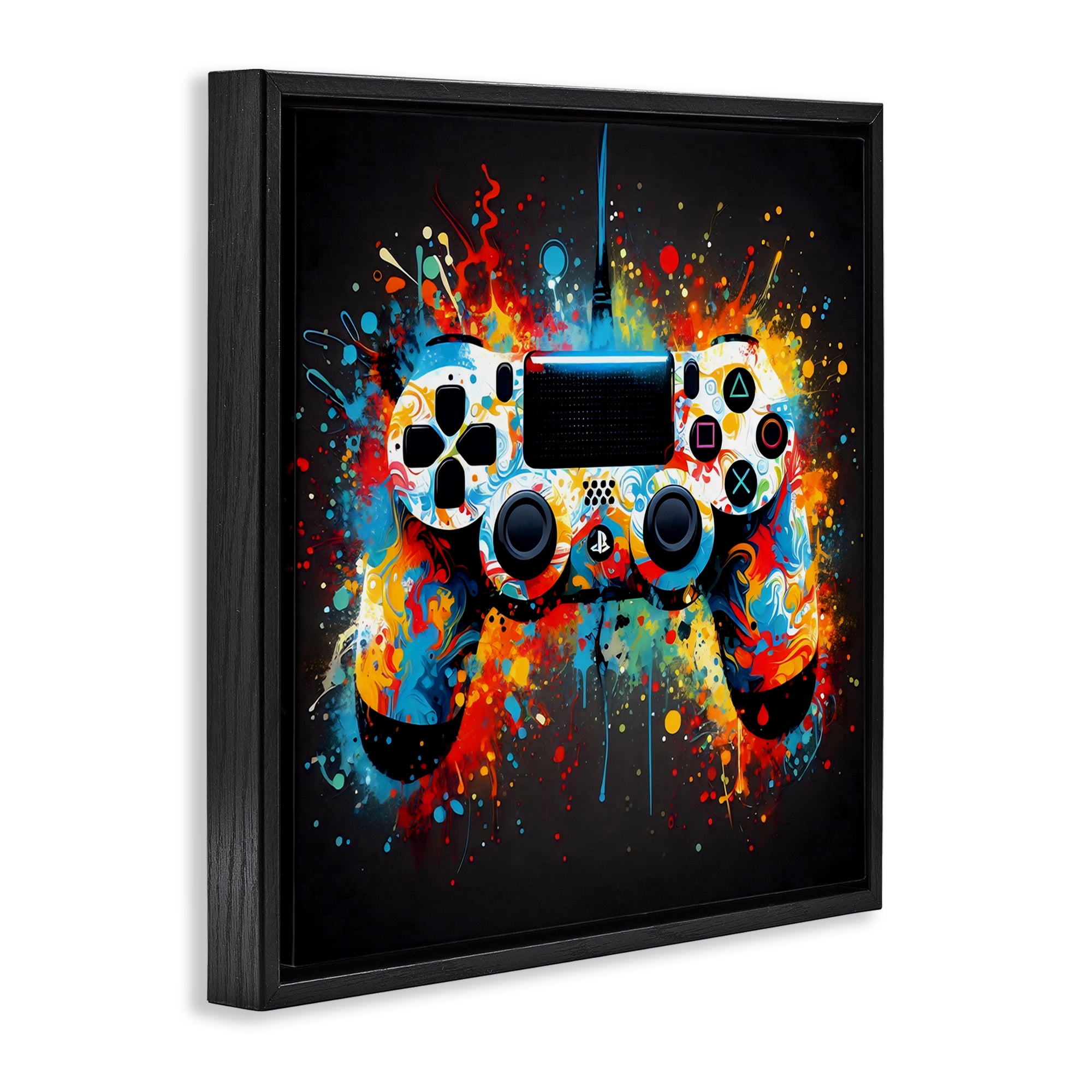 Stupell Industries Colorful Controller Swirl Black Framed Floater Canvas Wall Art, design by Creative Studio