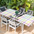 thumbnail image 2 of Happy Easter Table Cloths for 8 Foot Rectangle Tables, Black and White Carrots Colorful Plaid Patio Waterproof Elastic Fitted Tablecloths, Washable Rectangular Table Cover for Camping, 2 of 8