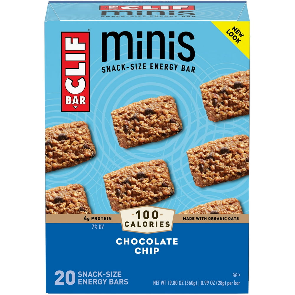 CLIF BAR Minis Energy Bars, Chocolate Chip, 4g Protein Bar, 20 Ct, 0.99