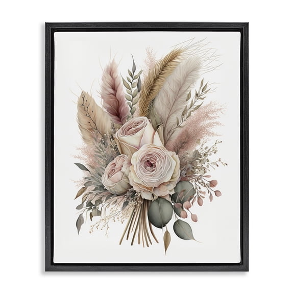 Stupell Industries Eclectic Roses & Country Reeds Black Floating Frame Canvas Art, 17 x 21, by LSR Design Studio