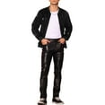thumbnail image 2 of INSPIRE CHIC Argyle Sequin Baseball Jacket for Men's Party Club Shiny Bomber Jacket, 2 of 4