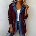 thumbnail image 3 of WAGUTH Women's Corduroy Denim Patchwork Jacket Lapel Collar Button Down Casual Mid Length Coat with Pockets for Fall Winter Daily Wear, 3 of 7
