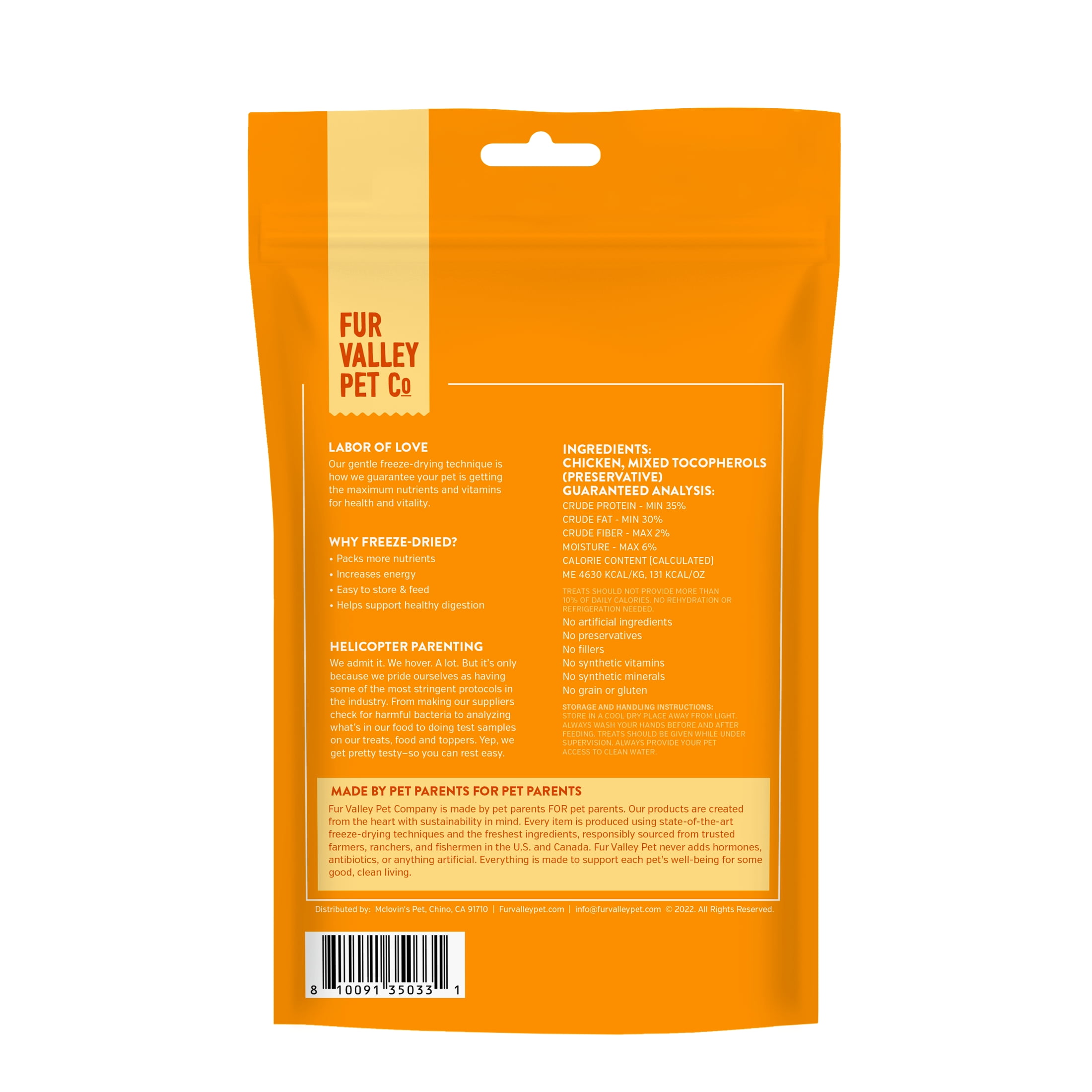 (2 pack) Fur Valley Pet Co. Freeze Dried Raw Chicken Treats & Topper for Dogs and Cats - 1 oz.