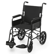Magshion *FDA APPROVED* Transport Wheelchair, Folding Transport Chair with Swing Away Footrests and Flip Back Backrest for Travel, 300lbs Weight Capacity, Black